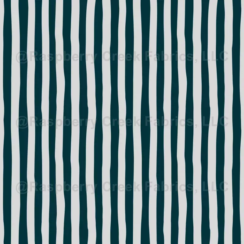 Dark Peacock Blue & Light Gray Wonky Stripes