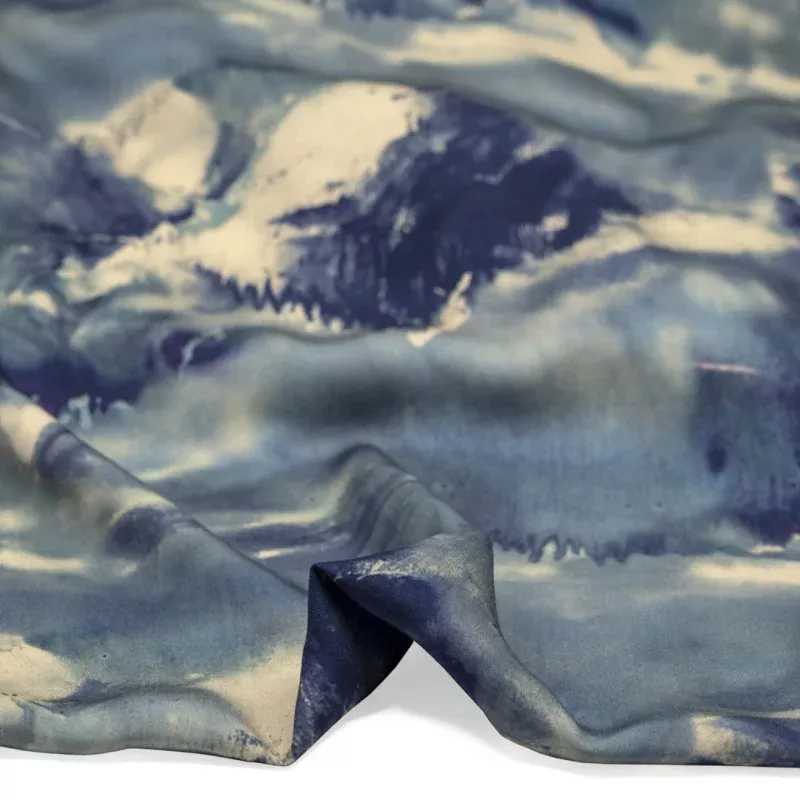 Deep Dive Viscose Sateen – Glacier/Navy