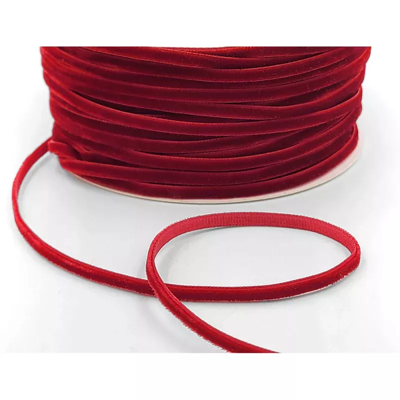 Deep Red Velvet String Ribbon – 1/8 inch – 1 Yard