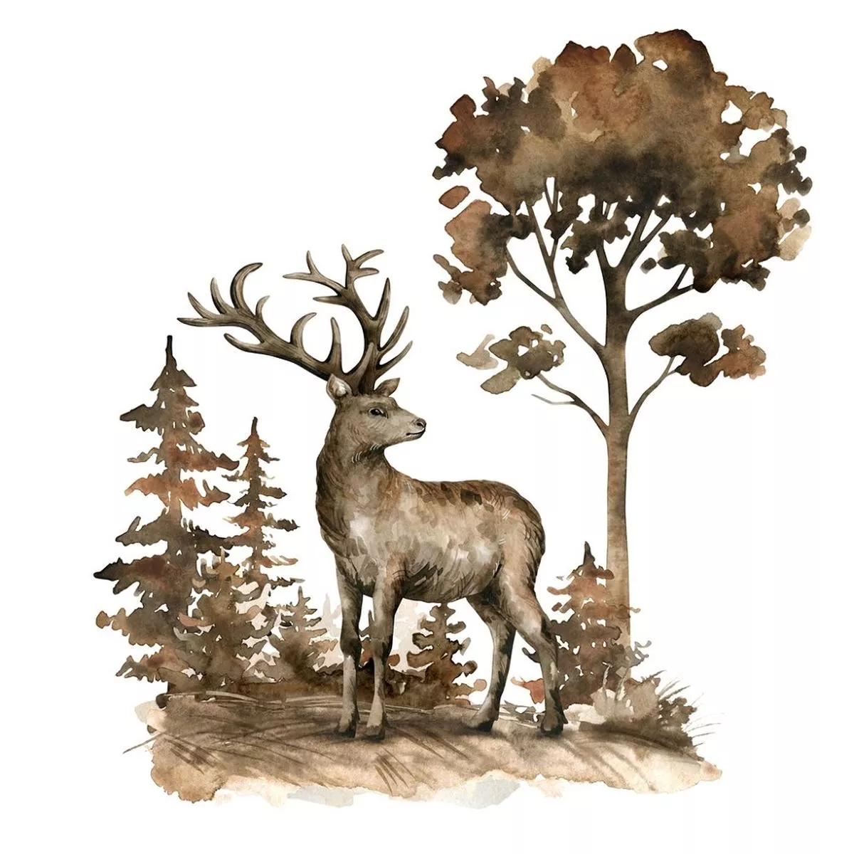 Deer In The Wild Fabric Panel