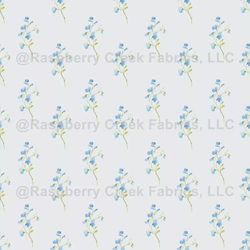 Delicate Blue Flowers on Pale Gray-Blue