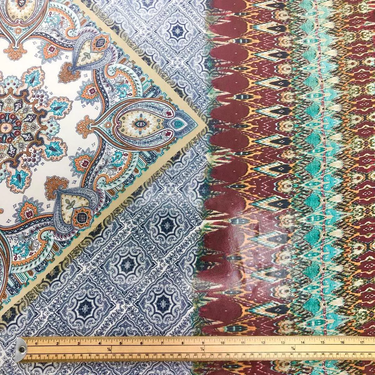 Diagonal Patterns Double Border Chiffon Fabric