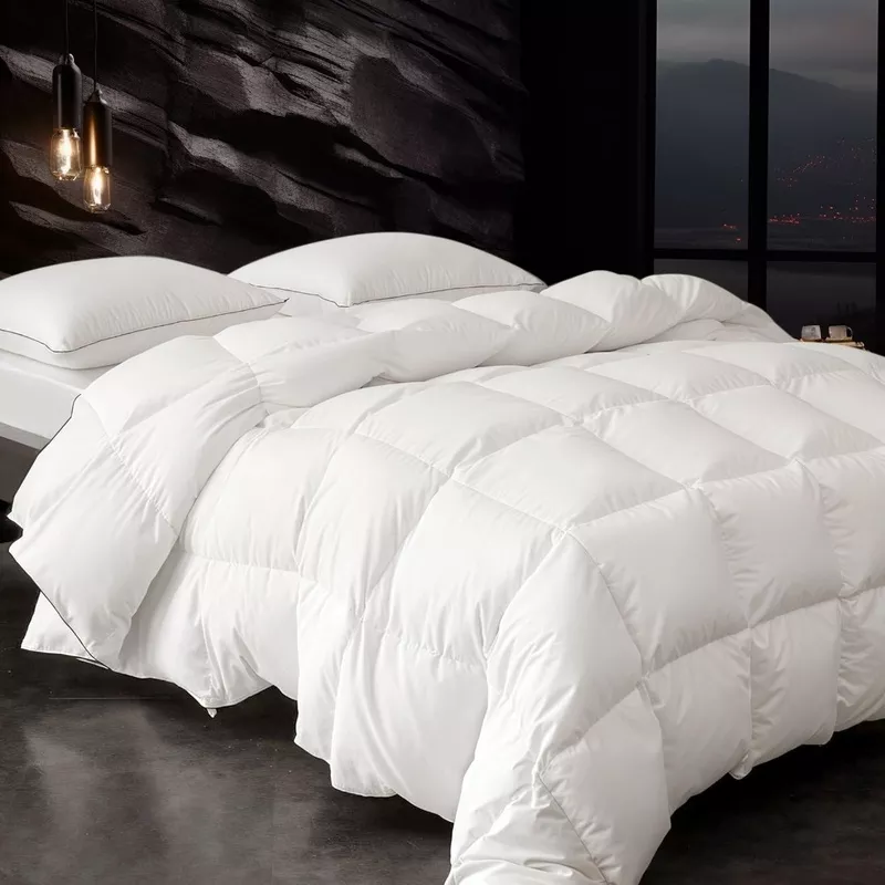 Down Fiber Comforter with Baffle Box Quilting Grey