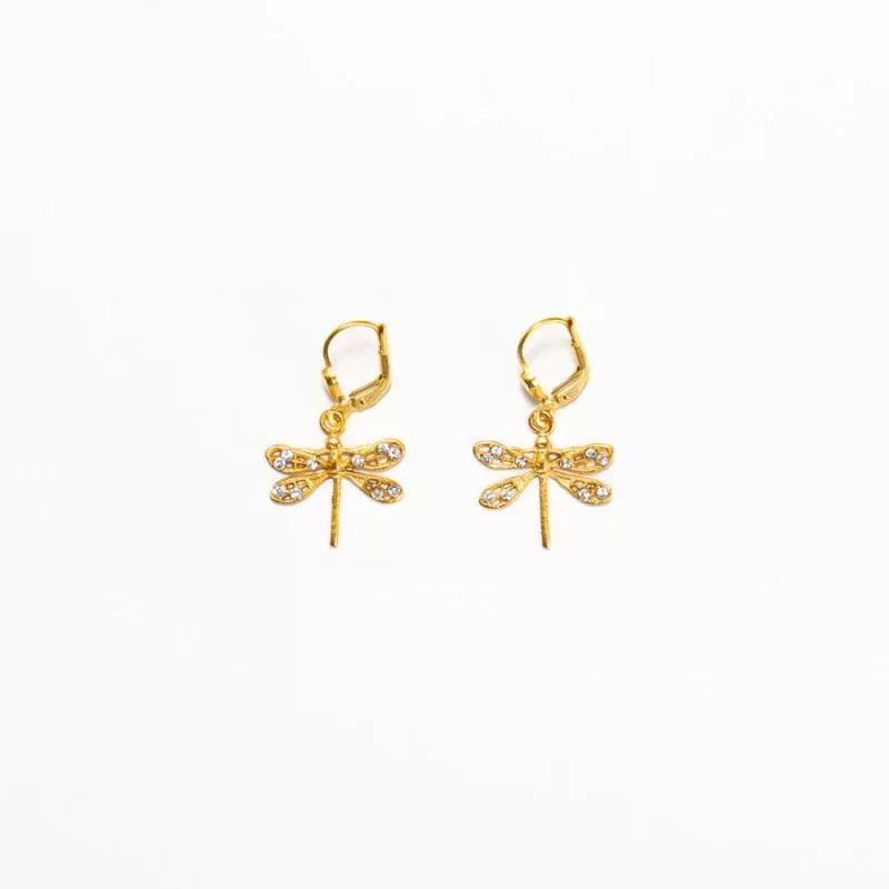 Dragonfly with Crystal Wings Earrings