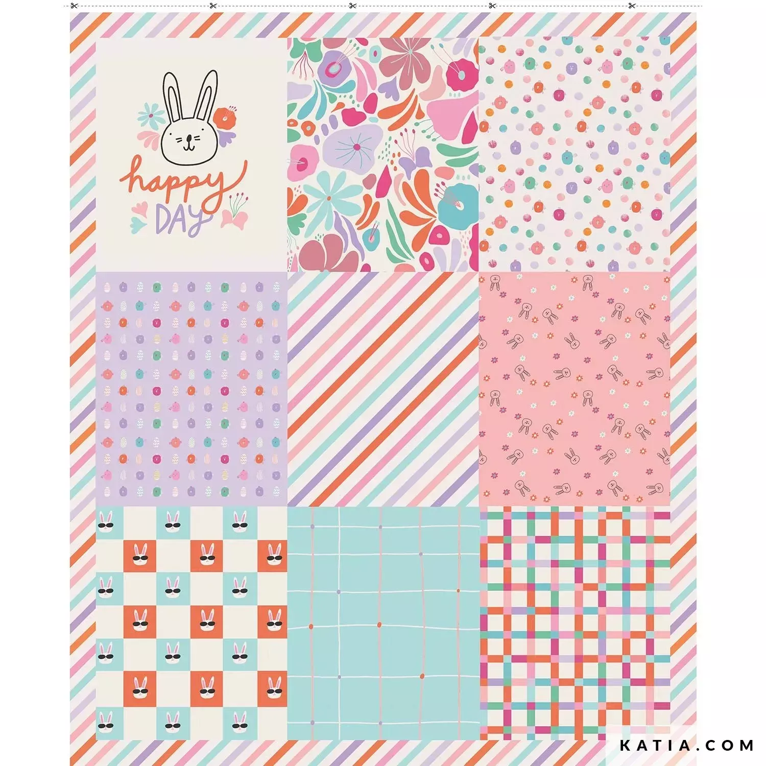 Easter K-Pop Patch Quilt Top 60"x70"