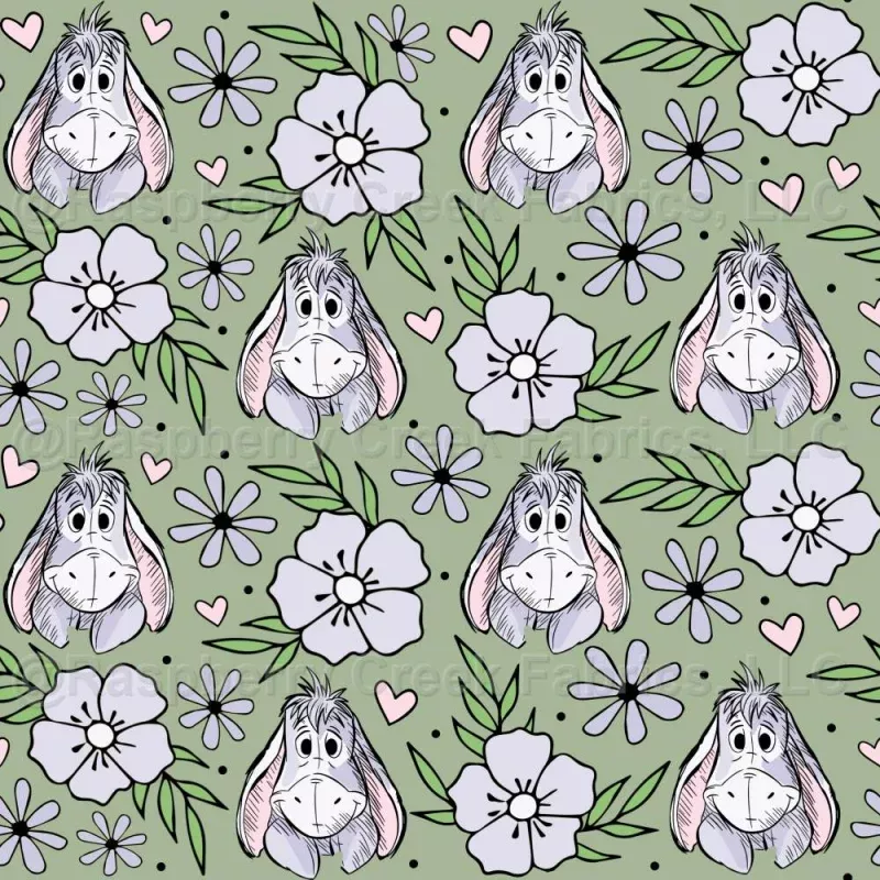 Eeyore Floral in Sage Green
