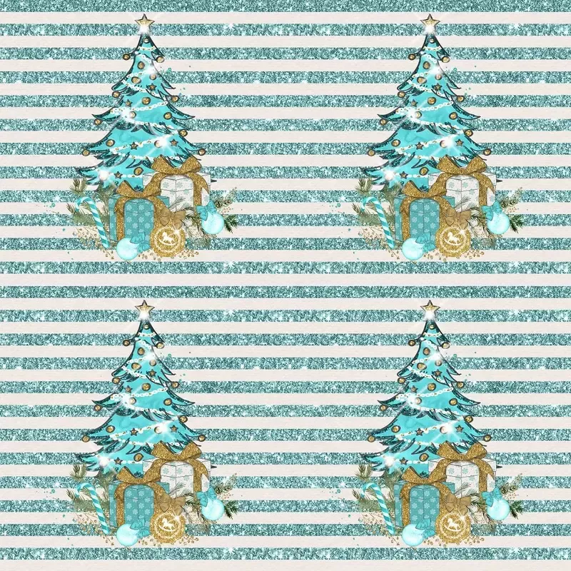 Elegant Nutcracker Christmas Trees on Stripes Fabric – Tan