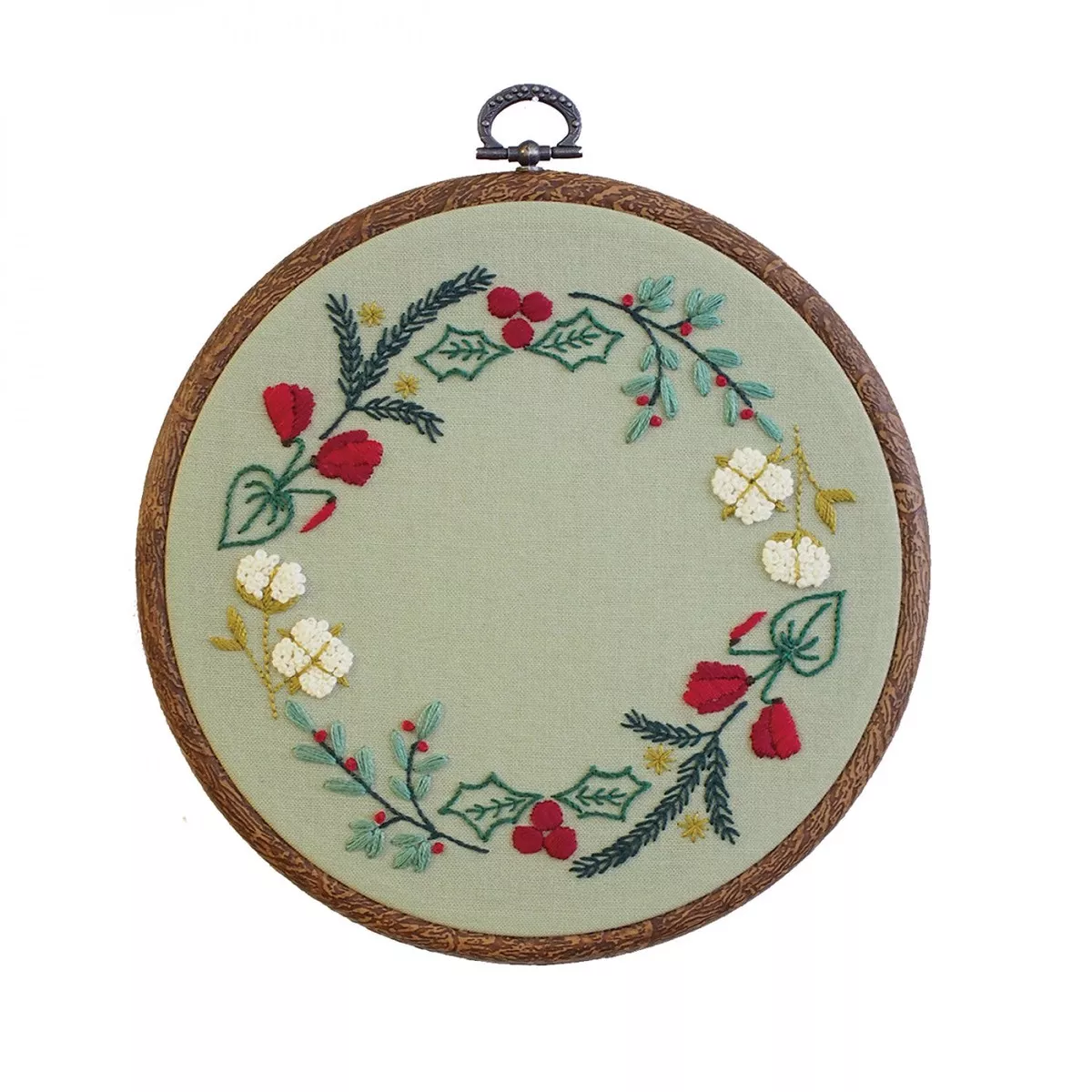 Embroidery Kit – Botanical Wreath Cotton