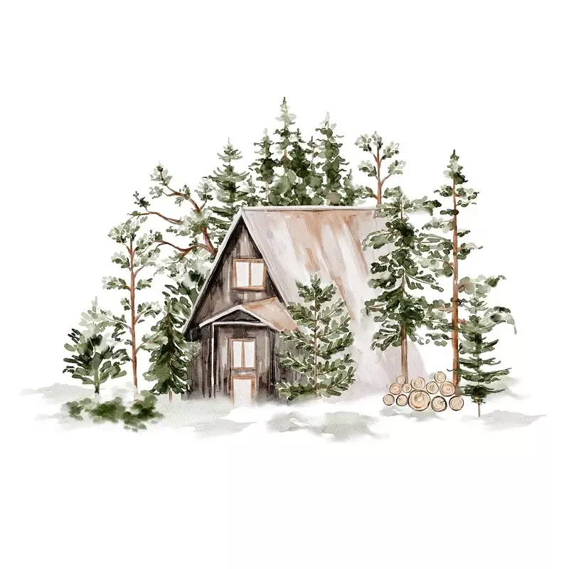 Evergreen Forest Scene #6 Fabric Panel