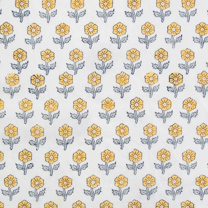 Fableism – Indian Block Prints: Cottage – Flowerling (Yellow)