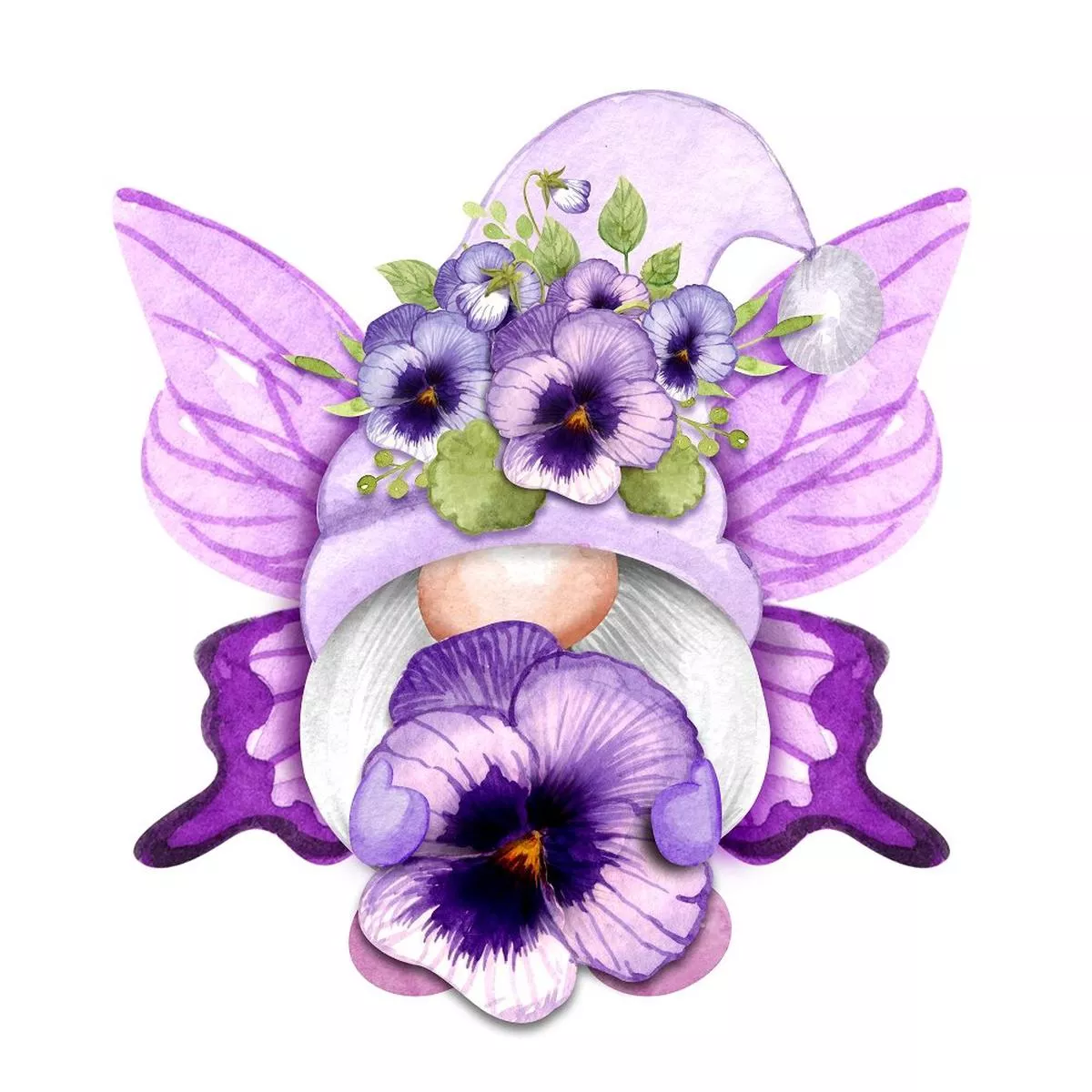 Fairy Gnomes Fabric Panel – Purple