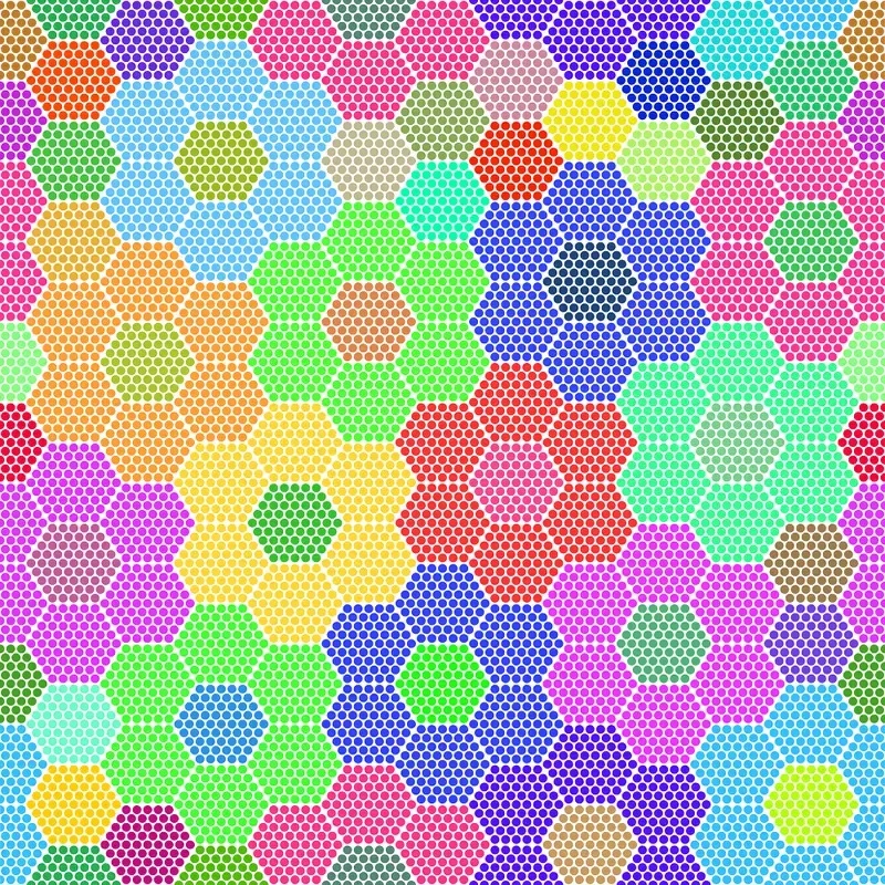 Floral Abstract Hexagon Dots Fabric