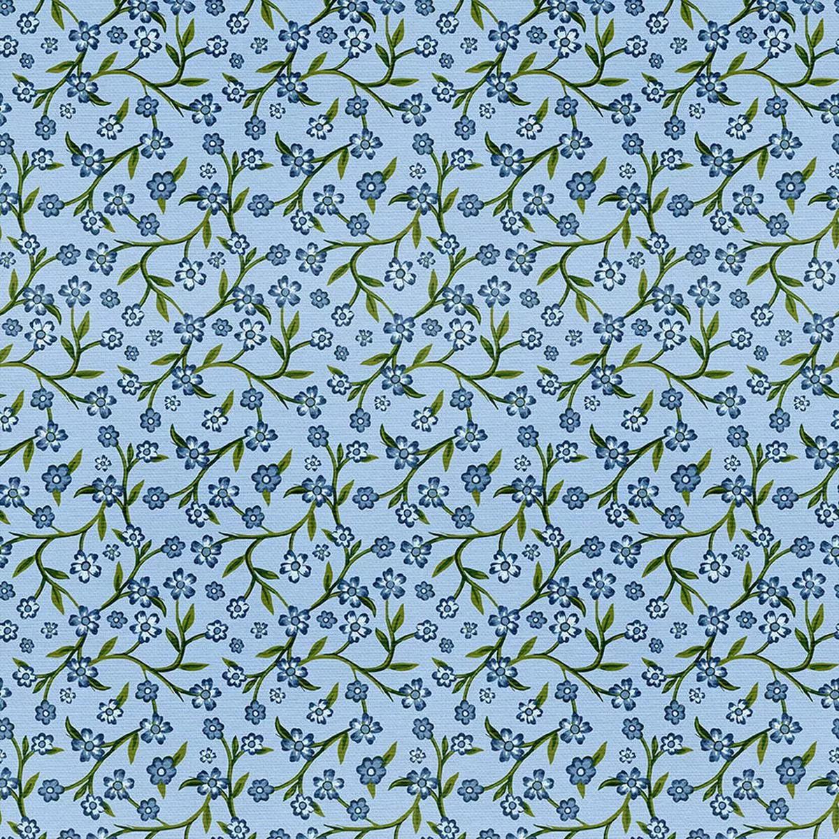 Floral Vines – Blue – Sateen – 60″
