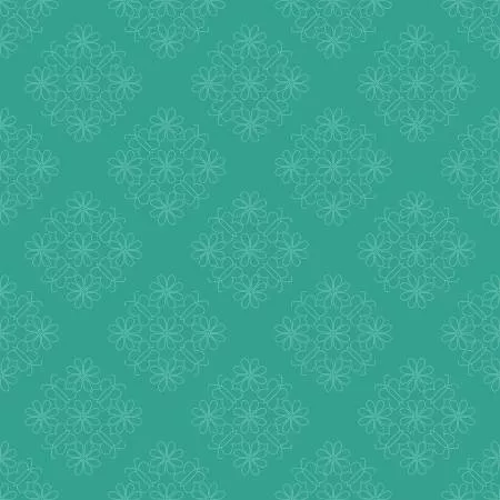Flower Farm Outlined Floral Teal