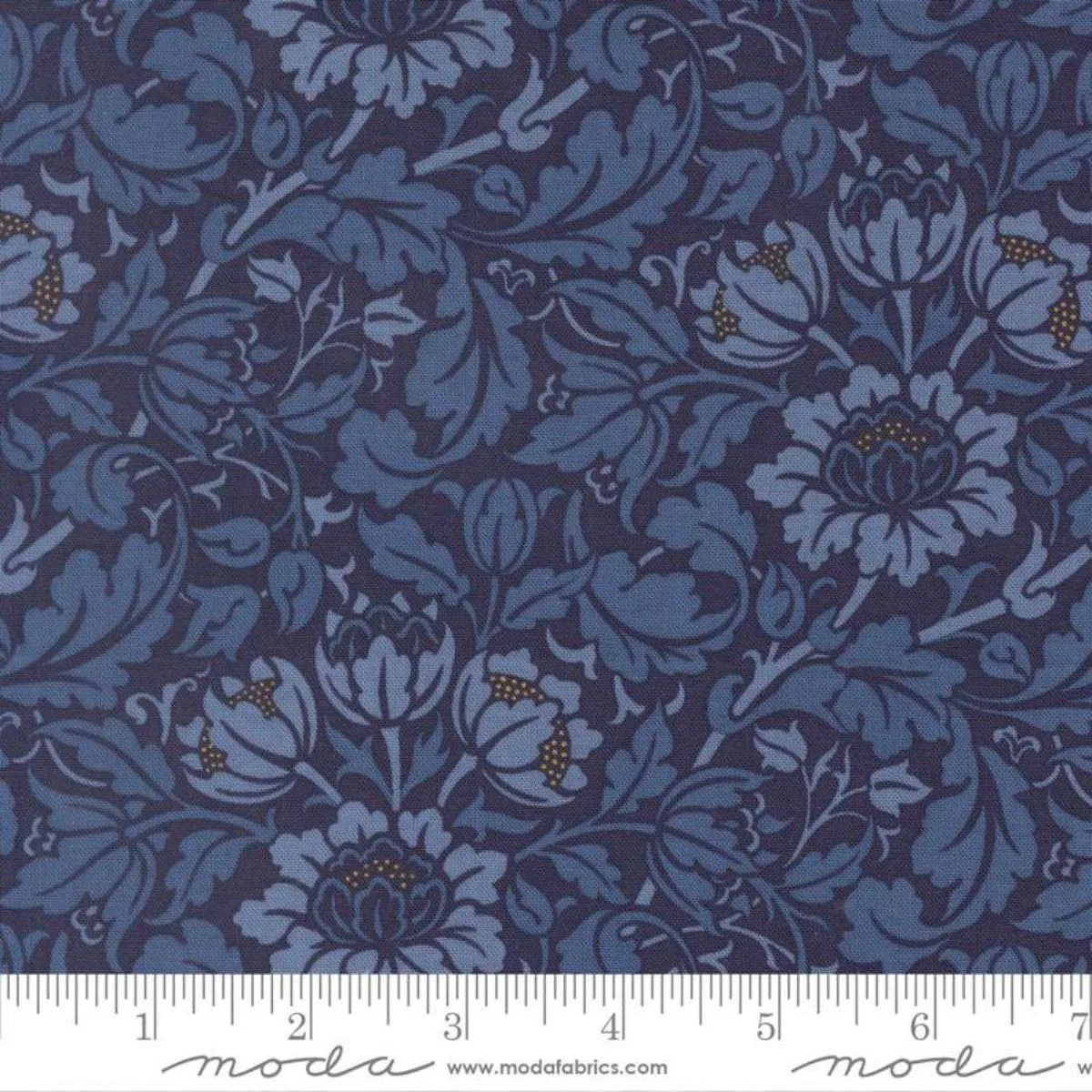 Flowering Scroll Florals Twilight by Barbara Brackman