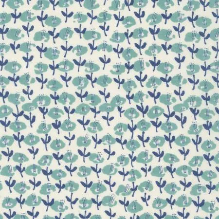 Flowers Mint Cotton Lawn
