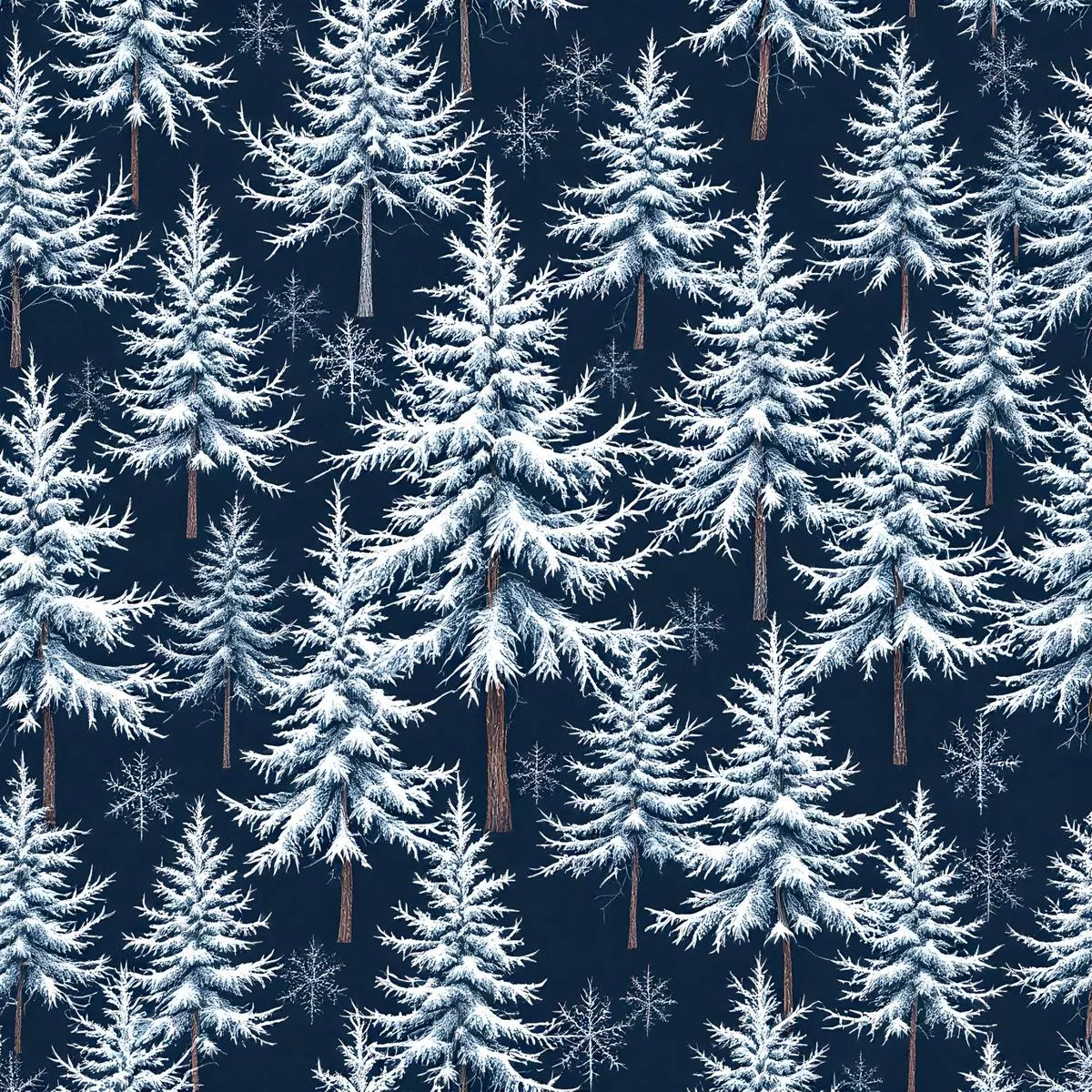 Frosty Winter Trees Pattern 1 Quilting Cotton Fabric