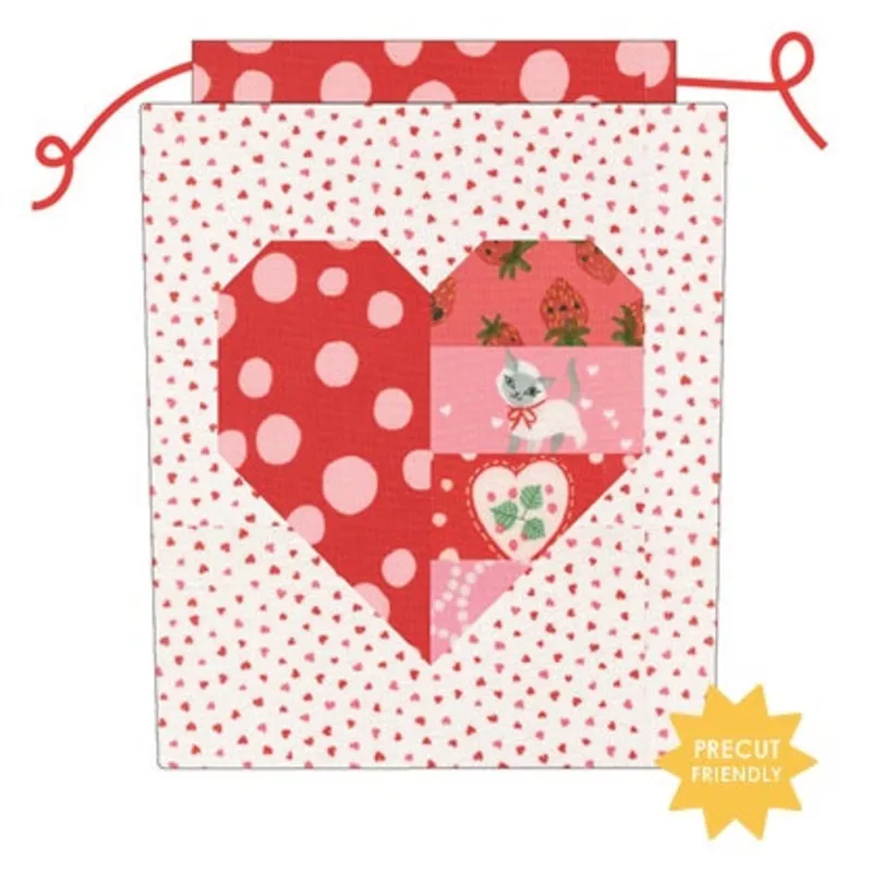 Funny Valentine by Lizzy House : Mini Heartstrings Drawstring Bag Kit