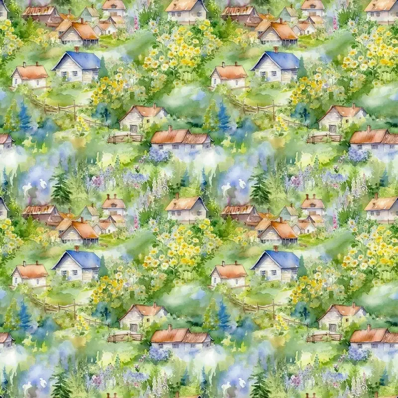 Garden Village Pattern #6 Fabric