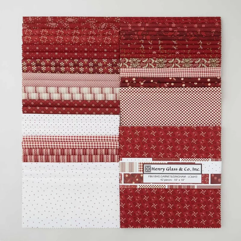 Garnets and Gingham 10″ Squares