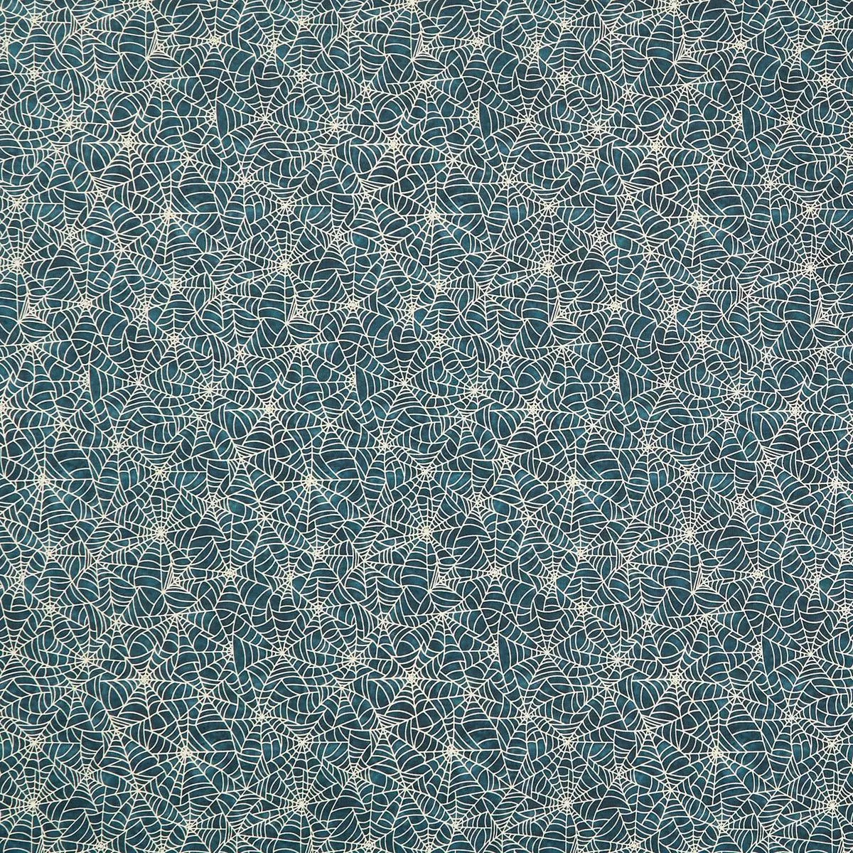 Ghosts in the Graveyard – Spiderweb Glow Black Yardage