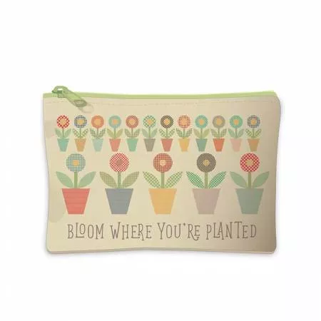 Gingham Garden Large Canvas Zipper Pouch (Lori Holt)