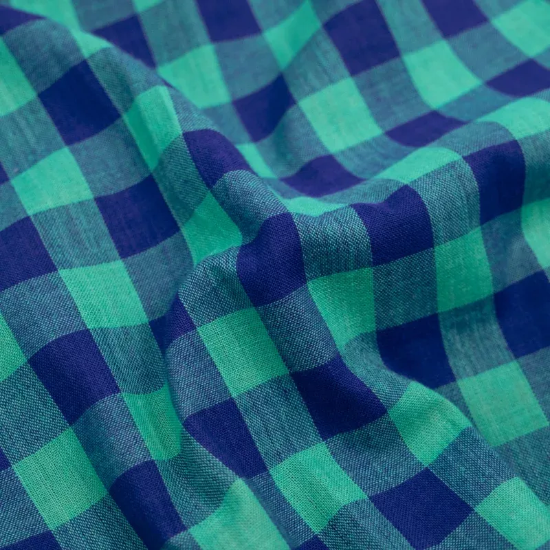 Gingham Handwoven Cotton – Blueberry/Julep
