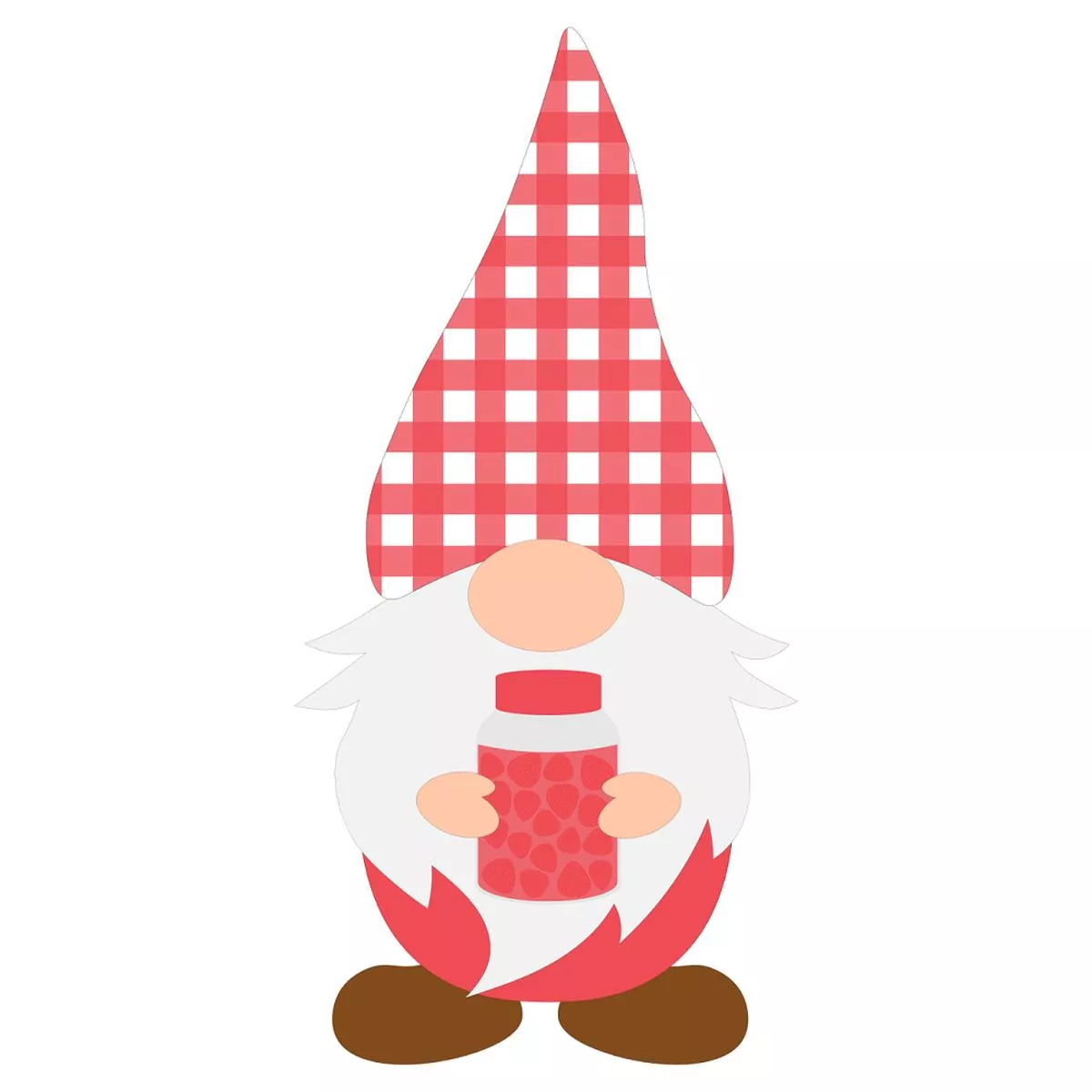 Gnome Holding Strawberry Jam Fabric Panel