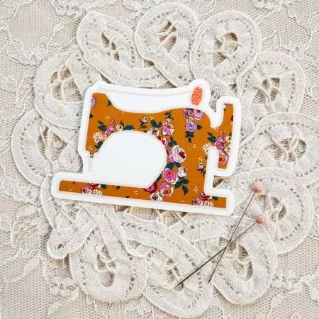 Gold Sewing Machine Vinyl Sticker