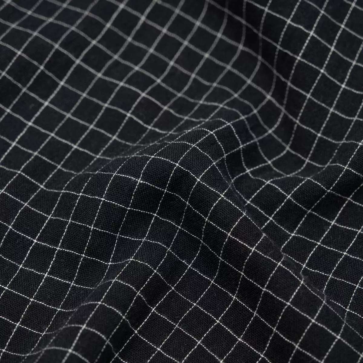 Grid Organic Cotton Double Gauze – Black/White