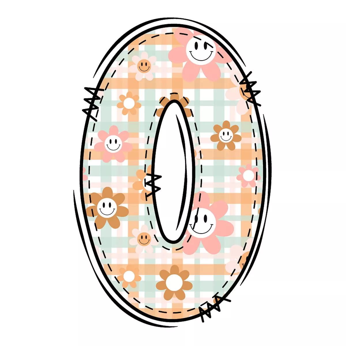 Groovy Doodle Number ”0” Fabric Panel