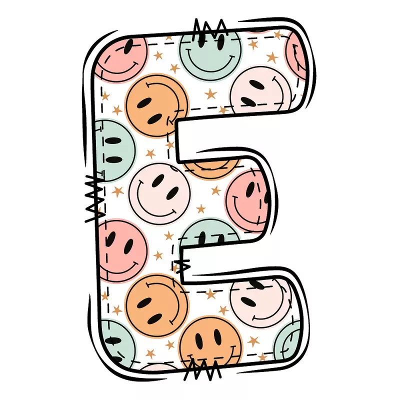Groovy Doodle Smiley ”E” Fabric Panel