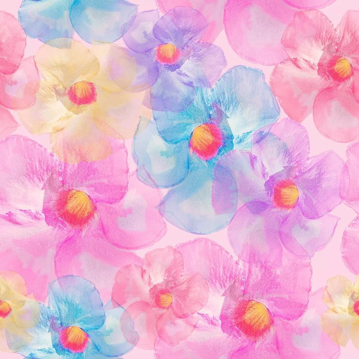 Hand Drawn Blooming Flowers Fabric