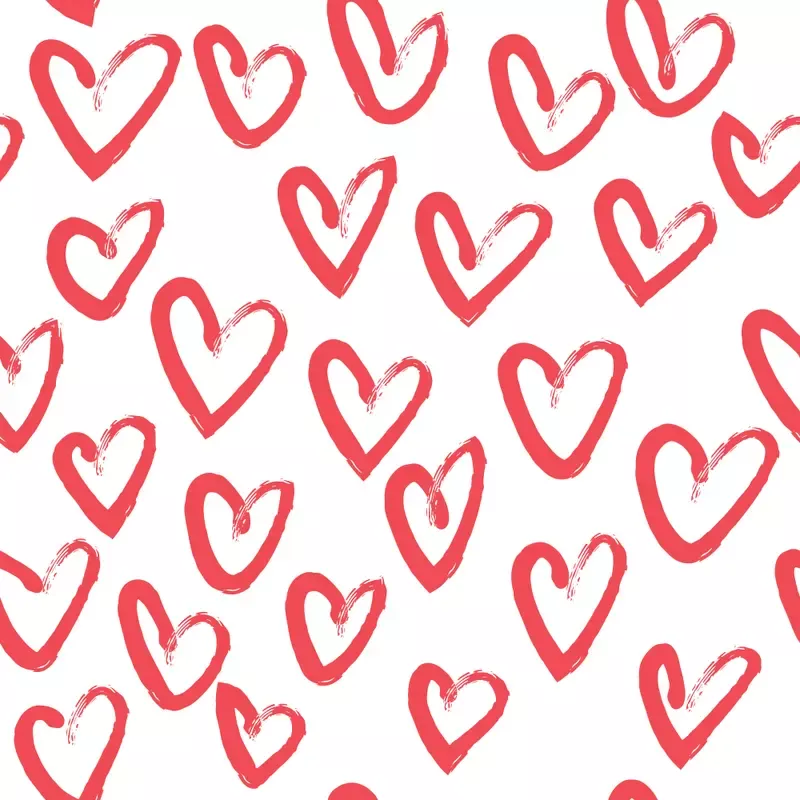Hand Drawn Hearts Fabric – Red