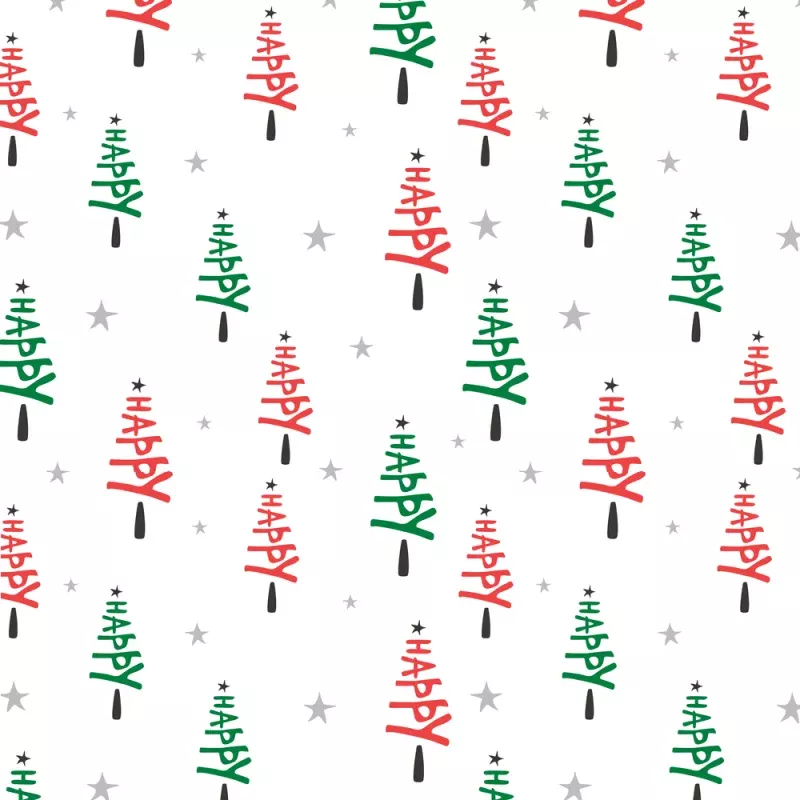 Happy Christmas Tree Fabric – Multi