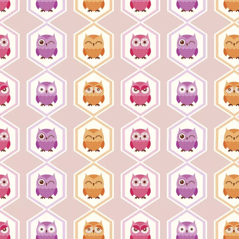 Hexagonal Owl Fabric – Multi