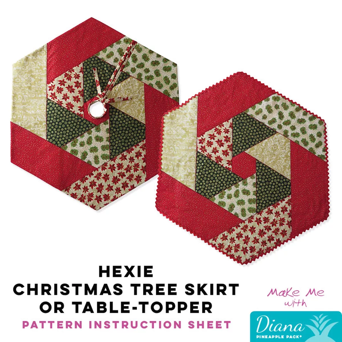 Hexie Christmas Tree Skirt or Table Topper – Diana Pineapple Pack Pattern