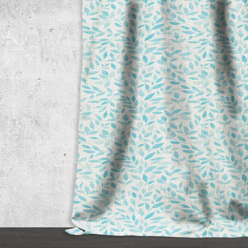 ‘Hydra Wreath’ Fabric by the Metre (Eggshell White/ Blue)