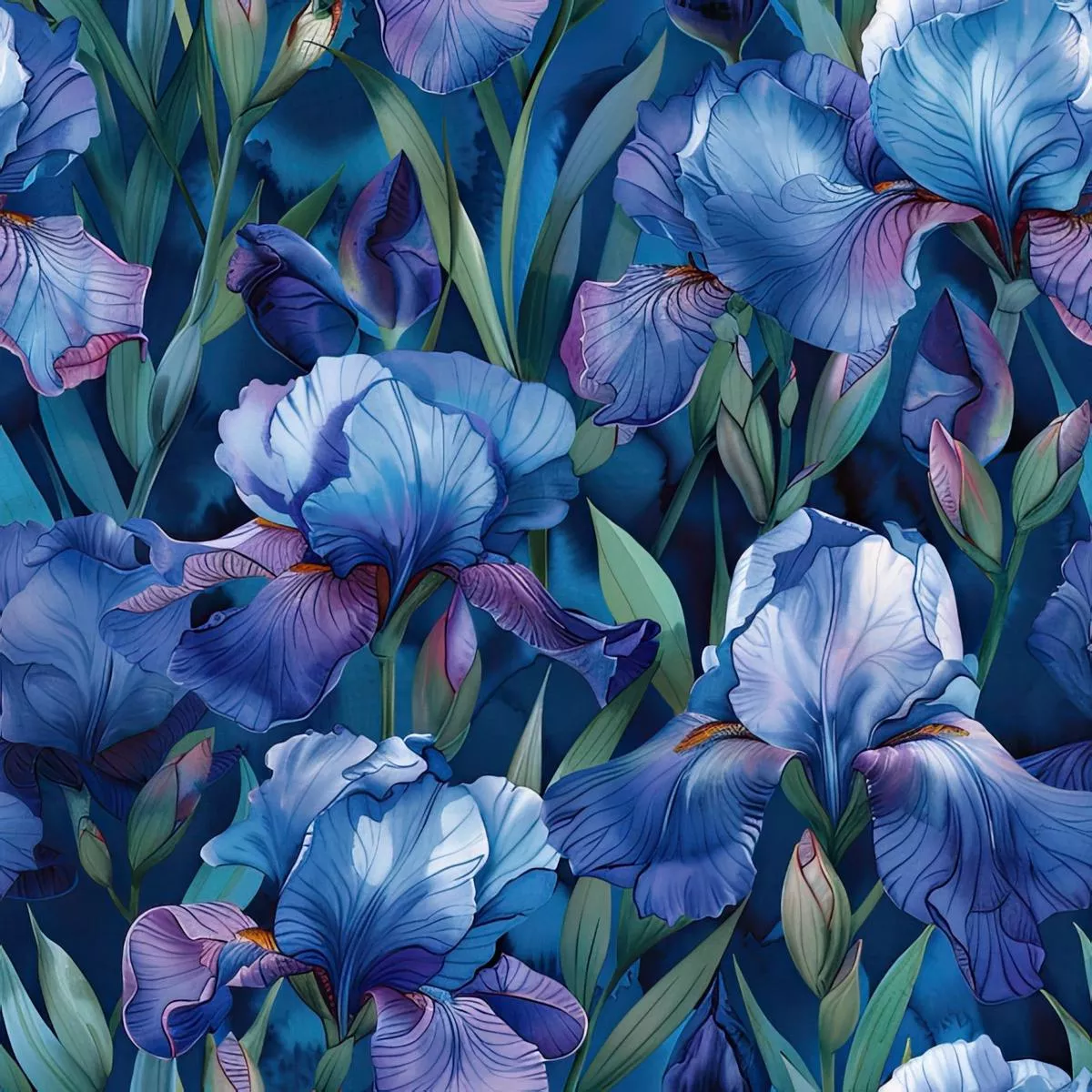 Iris Bloom Floral Pattern 6 Quilting Cotton Fabric