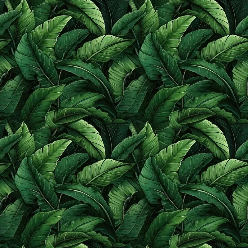 Large Packed Green Leaves Fabric