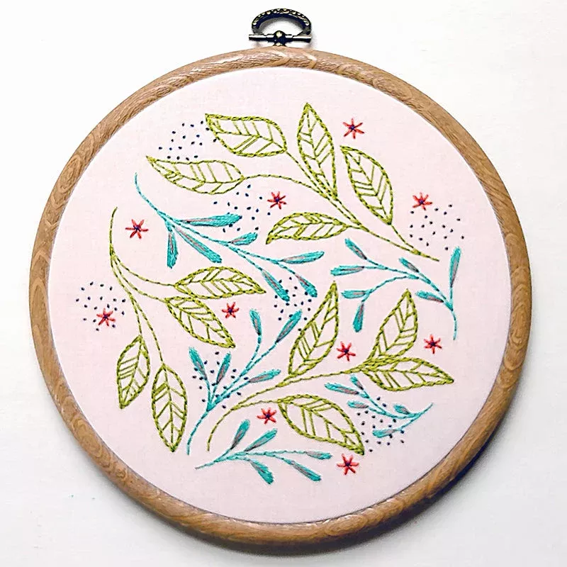 Leaf Dance — Cozy Blue Embroidery Kit
