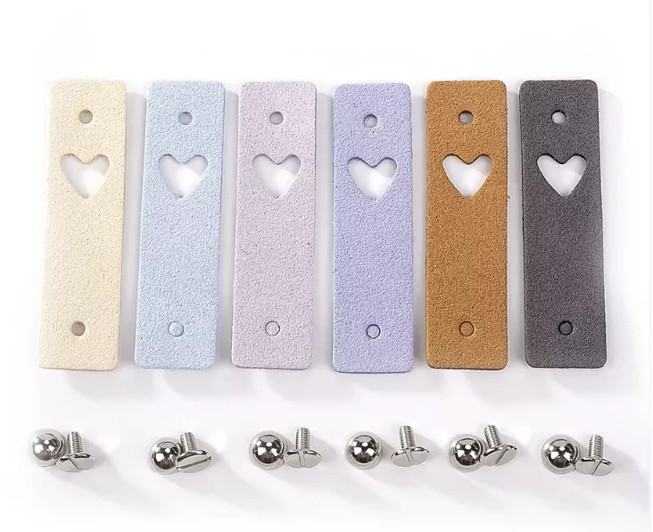 Leather Heart Tags - 6 pcs
