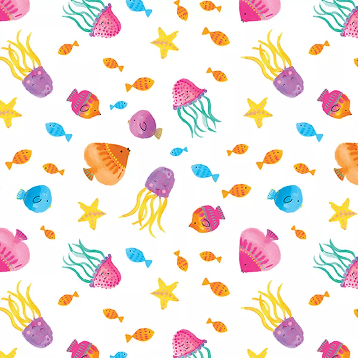 Let’s Swim Tropical Fish White