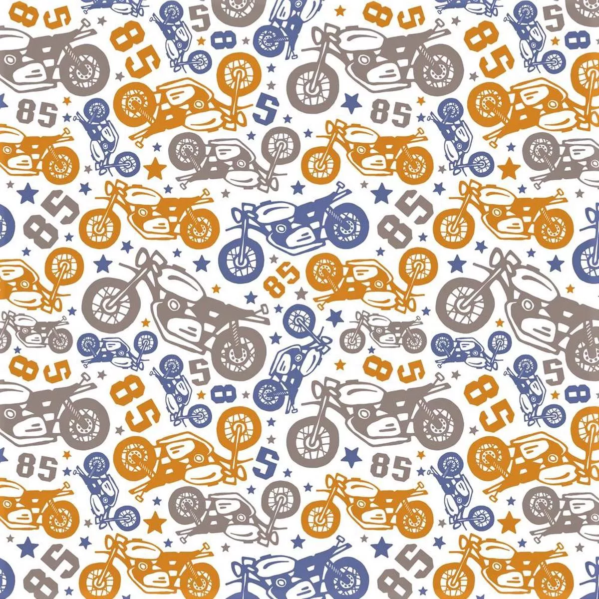 Lets Ride Tossed Motorcycles Fabric – Multi