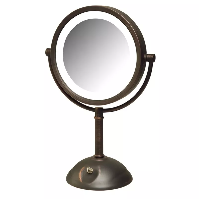Lighted Tabletop Vanity Mirror with 1X & 8X Magnification Black