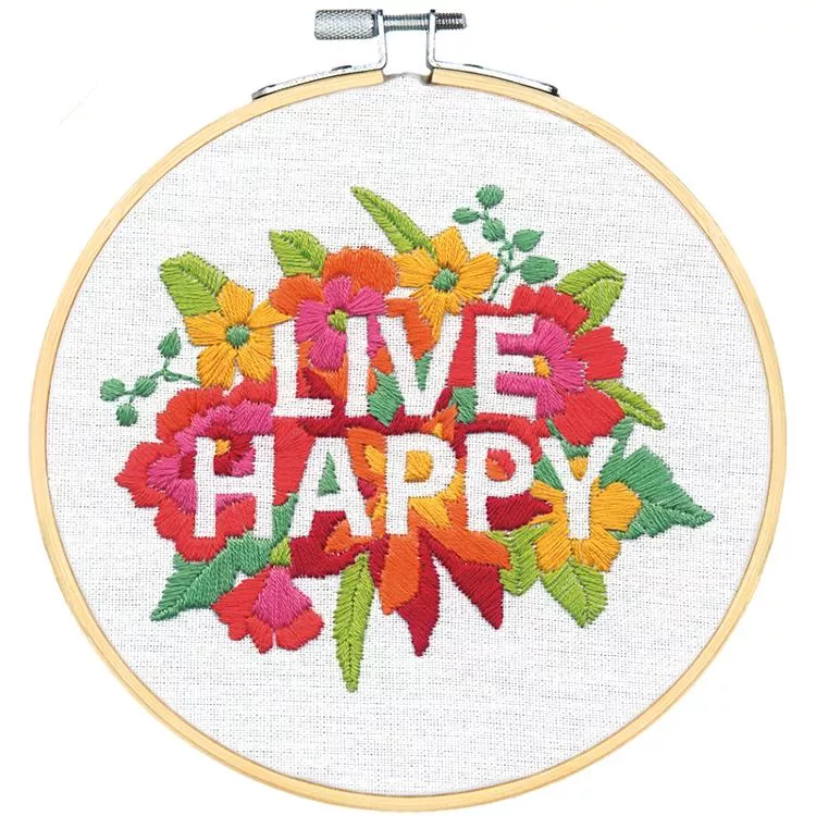 Live Happy w/Hoop Kit (Dimensions Stitch)
