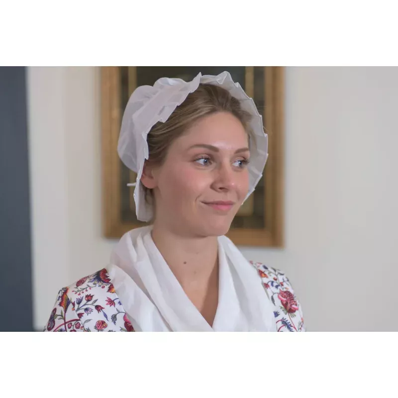 Long Pleated Linen Organdy Cap
