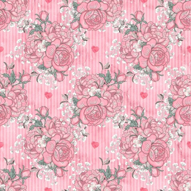 Loving Hearts Bouquets Fabric – Pink