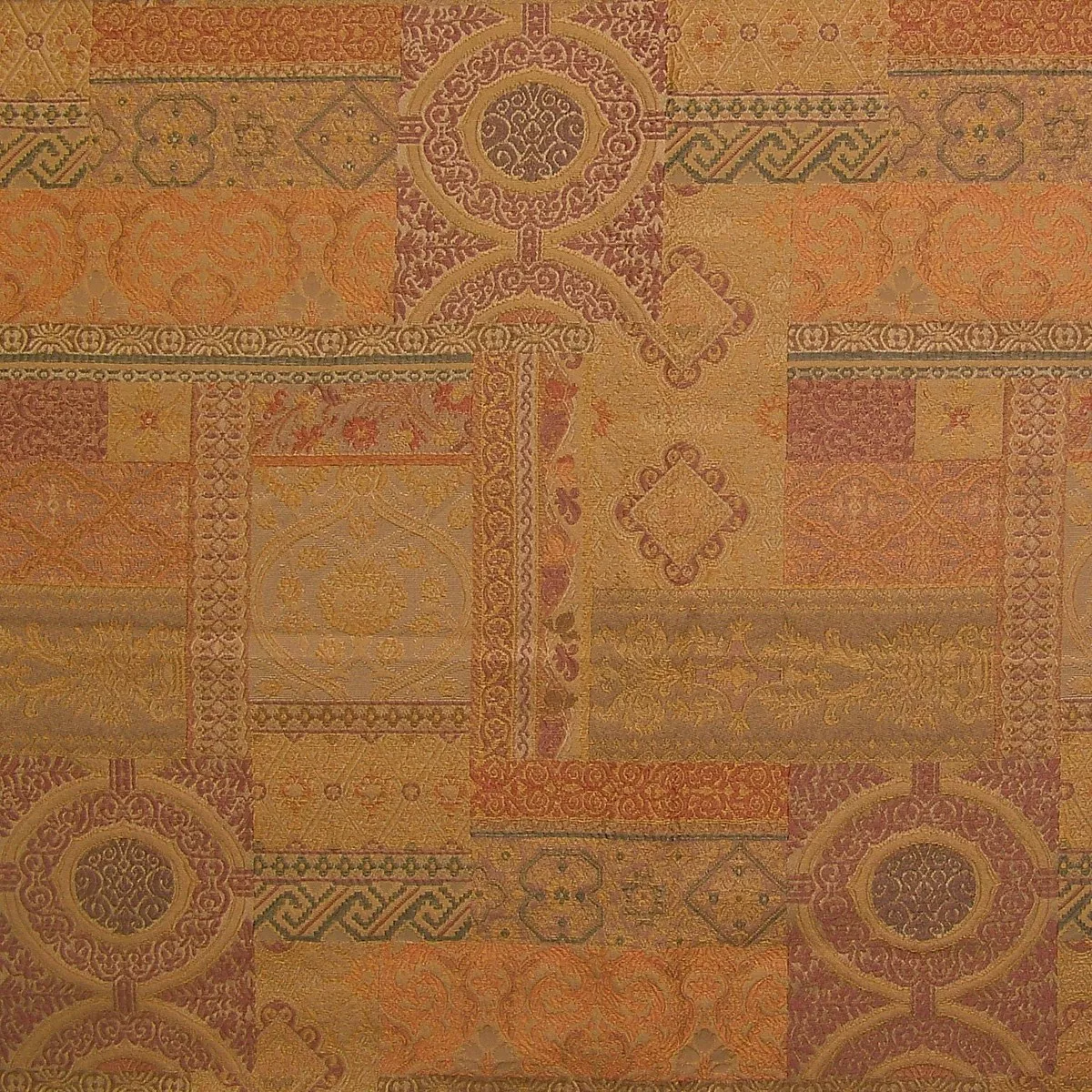 Magic Carpet Toast Elegant Patchwork Design Upholstery Fabric