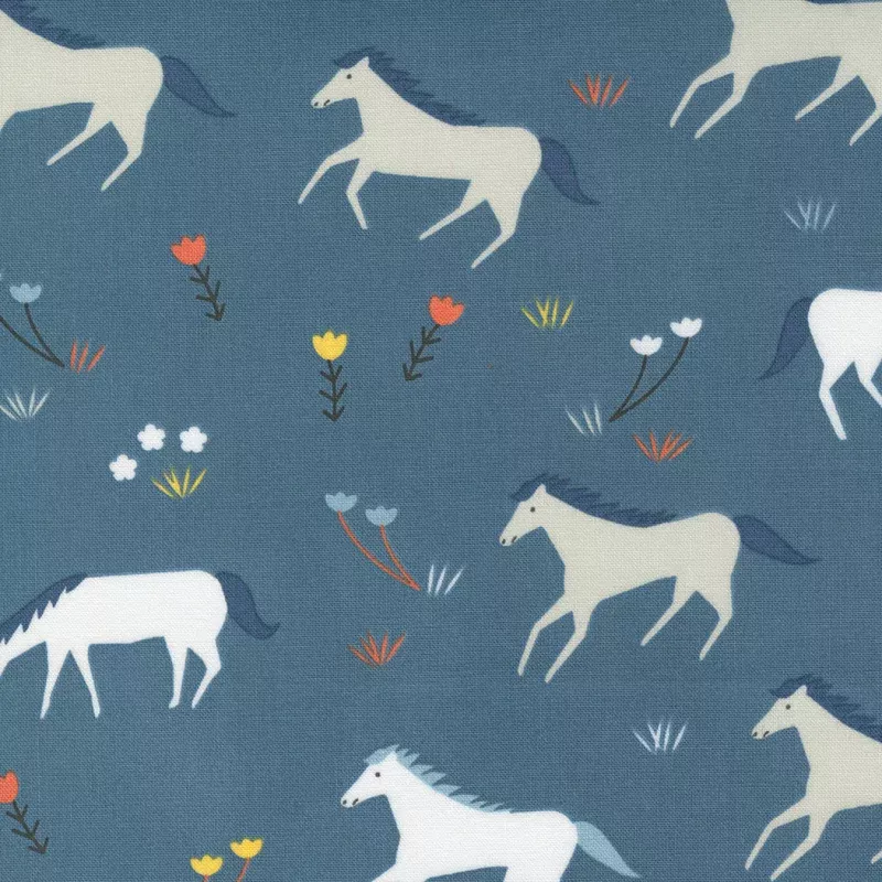 Meander Horses in Indigo